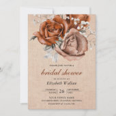 Jute Oranje Rozen Terracotta Bruiloftsborrel Kaart (Voorkant)