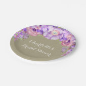 Jute Paars Sering Bloemige Bruiloftsbord Papieren Bordje (Gekanteld)