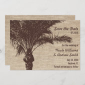 Jute Palmboom Bruine Save the Date Aankondiging (Voorkant / Achterkant)