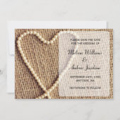 Jute Parel Hart Save the Date Aankondiging (Voorkant)