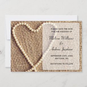 Jute Parel Hart Save the Date Aankondiging
