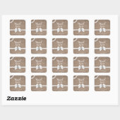 Jute & Parels Rustic Glamour Bruiloft Favor Vierkante Sticker (Vel)