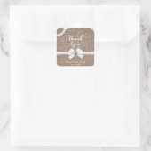 Jute & Parels Rustic Glamour Bruiloft Favor Vierkante Sticker (Tas)