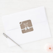 Jute & Parels Rustic Glamour Bruiloft Favor Vierkante Sticker (Envelop)