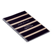 Jute Patroon Zwarte Strepen Achtergrond Notitieboek (Rechterzijde)