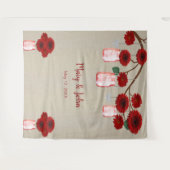 Jute Rode Bloemenvase Foto-achtergrond Wandkleed (Voorkant (horizontaal))