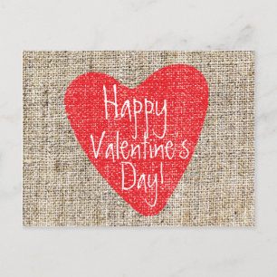 Jute Rode Hart Valentijnsdag Mailer Ansichtkaart Feestdagenkaart