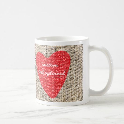 Jute Rode Stempel Hart Valentijn Koffiemok Kop (Rechts)