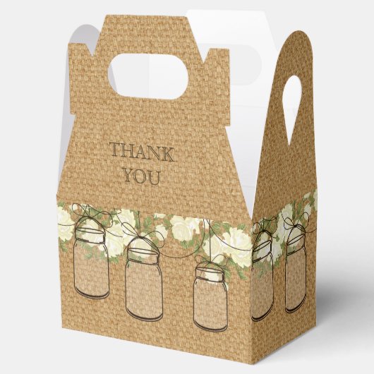 jute rozen mason jar vrijgezellenfeest gunst doos bedankdoosjes (Geopend)