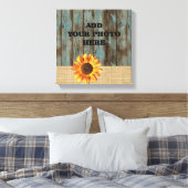 jute schuur hout zonnebloem land canvas afdruk (Insitu (Slaapkamer))