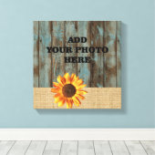 jute schuur hout zonnebloem land canvas afdruk (Insitu (Houten vloer))