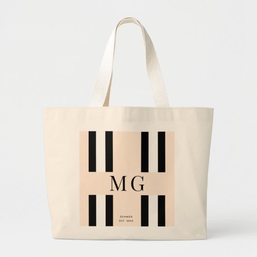 Jute shopping met initialen Winkelzak, strandtas Grote Tote Bag (Voorkant)