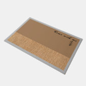 Jute stof grijze rand assen gouden custom deurmat (Schuin)