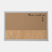 Jute stof grijze rand assen gouden custom deurmat (Voorkant)
