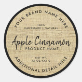 Jute textuur Product Ronde Label (Voorkant)