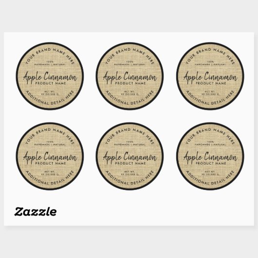 Jute textuur Product Ronde Label (Vel)