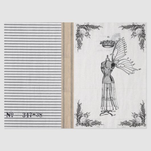 Jute Ticking Dress Form Fairy Tissue Tissuepapier (Voorkant)