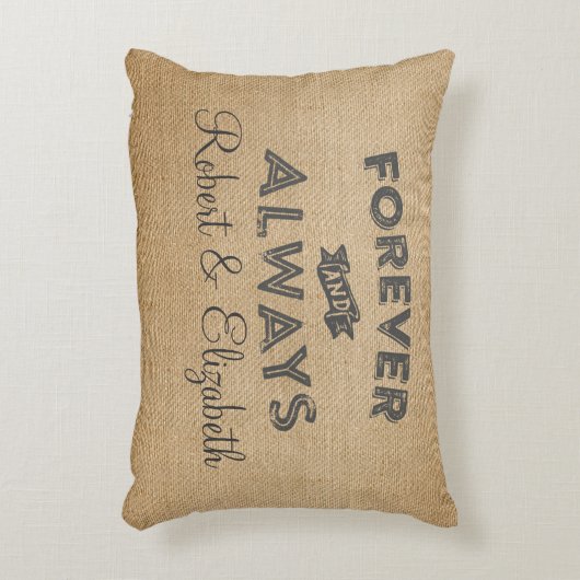 Jute voor altijd en altijd Bruiloft Accent Kussen (Voorkant(Verticaal))