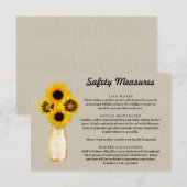 Jute zak met gele bloemen in een weckpot veilighei informatiekaartje (Voorkant / Achterkant)