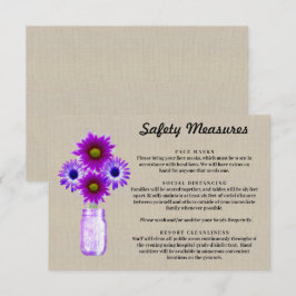 Jute zak met paarse bloemen in Metselaarsvaas-maat Informatiekaartje