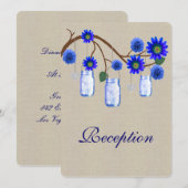 Jute zak rustic blauwe weckpot receptiekaart kaart (Voorkant / Achterkant)