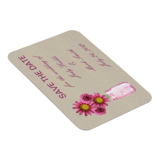 Jute zakelijk roze metselwerk pot Save The Date ma Magneet (Rechterzijde)