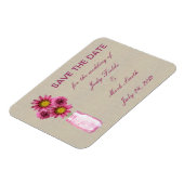 Jute zakelijk roze metselwerk pot Save The Date ma Magneet (Linkerzijde)