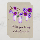 Jute zakelijke paarse metselwerkpotten Bruidsmeisj Kaart (Voorkant / Achterkant)