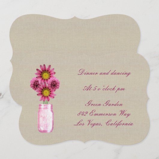 Jute zakelijke roze metselwerk pot ontvangstkaart kaart (Voorkant / Achterkant)