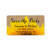 jute zonnebloem | Adreslabel datum opslaan Etiket (Voorkant)