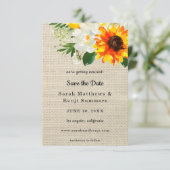 Jute Zonneschijf & Witte Bloemmotief Bewaar De Dat Save The Date (Staand voorkant)