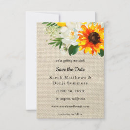 Jute Zonneschijf & Witte Bloemmotief Bewaar De Dat Save The Date