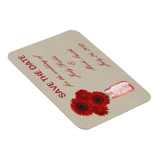 Juten zakelijke rode metselwerkpot Save The Date-m Magneet (Rechterzijde)