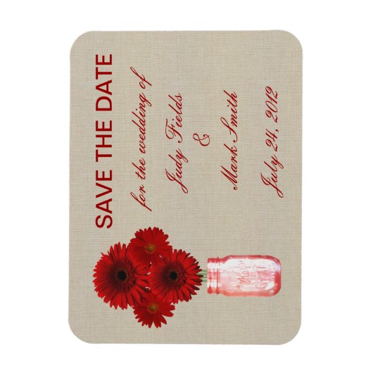 Juten zakelijke rode metselwerkpot Save The Date-m Magneet (Verticaal)
