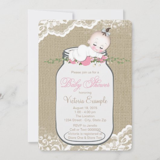 Jutezak Mason Pot Baby Shower Kaart (Voorkant)