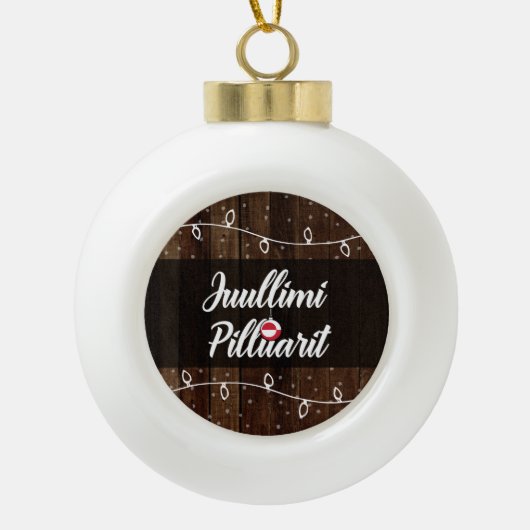 Juullimi Pilluarit Greenlandic Merry Kerstmis Keramische Bal Ornament (Voorkant)