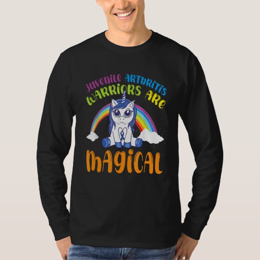 Juveniele artritis Bewustheid Magische Unicorn Bla T-shirt (Voorkant)