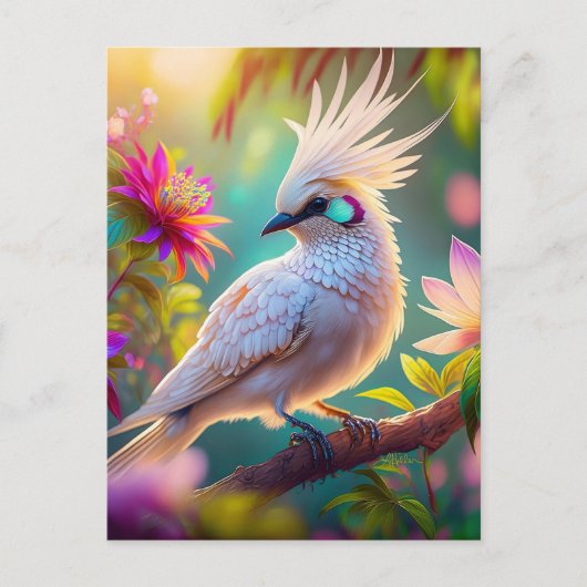 Juveniele Crested Blush Feather Dove Fantasy Bird Briefkaart (Voorkant)