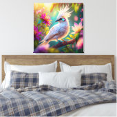 Juveniele Crested Blush Feather Dove Fantasy Bird Canvas Afdruk (Insitu (Slaapkamer))