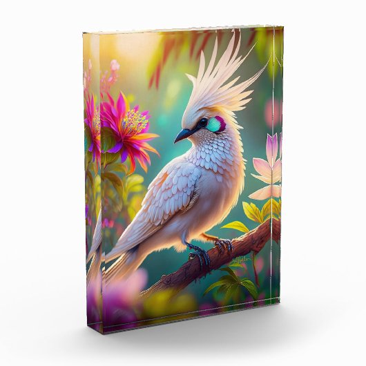 Juveniele Crested Blush Feather Dove Fantasy Bird Fotoblokken (Links)