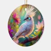 Juveniele Crested Blush Feather Dove Fantasy Bird Keramisch Ornament (Links)