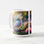 Juveniele Crested Blush Feather Dove Fantasy Bird Koffiemok (Voorkant links)