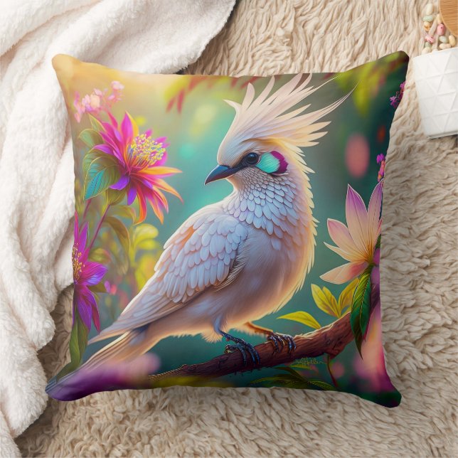 Juveniele Crested Blush Feather Dove Fantasy Bird Kussen (Deken)