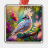 Juveniele Crested Blush Feather Dove Fantasy Bird Metalen Ornament (Voorkant)