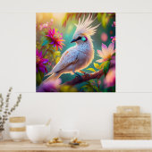 Juveniele Crested Blush Feather Dove Fantasy Bird Poster (Keuken)