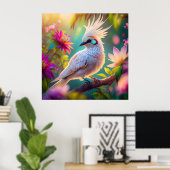 Juveniele Crested Blush Feather Dove Fantasy Bird Poster (Thuiskantoor)