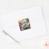 Juveniele Crested Blush Feather Dove Fantasy Bird Vierkante Sticker (Envelop)