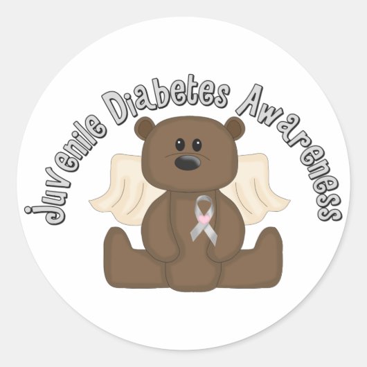 Juveniele Diabetes Awareness Beer Ronde Sticker (Voorkant)