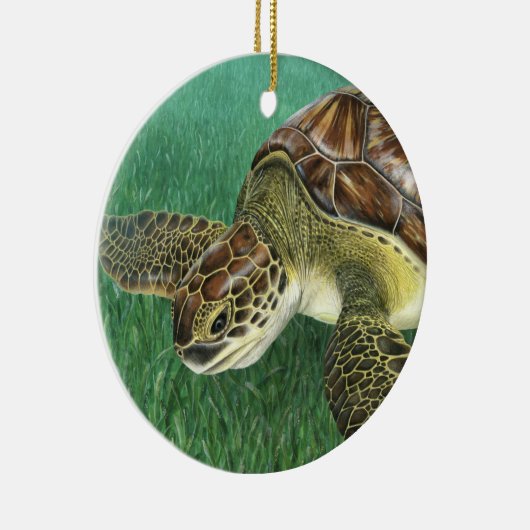 Juveniele Groene Schildpad Keramisch Ornament (Rechts)