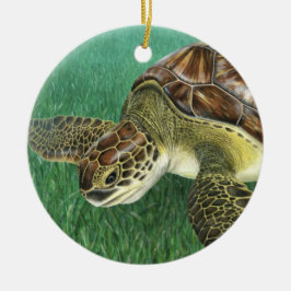 Juveniele Groene Schildpad Keramisch Ornament